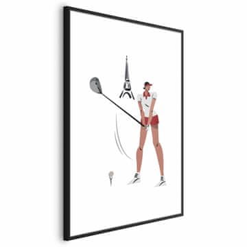 Artgeist Plakat - Ilustracija golfista z Eifflovim stolpom v ozadju
