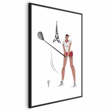 Artgeist Plakat - Ilustracija golfista z Eifflovim stolpom v ozadju