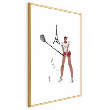 Artgeist Plakat - Ilustracija golfista z Eifflovim stolpom v ozadju