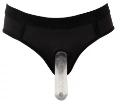 Bad Kitty Bad Kitty - gladek črn strap-on z dildo obročkom M