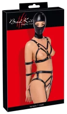 Bad Kitty Bad Kitty - Komplet usnjenega oprsnika s trakovi in masko za glavo XS