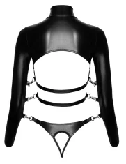 Bad Kitty Bad Kitty - Seksi usnjen bodi brez prsi z odprtim mednožjem, velikost S