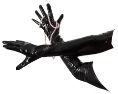 Black Level Black Level - Črne dolge vinilne rokavice srednje velikosti