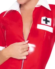 Black Level Black Level - rdeč vinilni kostum vroče medicinske sestre L