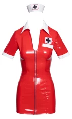 Black Level Black Level - Rdeč vinilni kostum vroče medicinske sestre 2XL