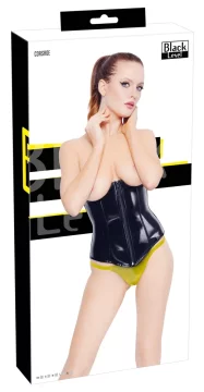 Black Level Black Level - Seksi vinilni korzet brez prsi + tangice črne barve XS