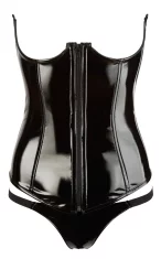 Black Level Black Level - Seksi vinilni korzet brez prsi + tangice črne barve XS