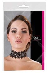 Cottelli ACCESSOIRES Cottelli DODATKI - Črna vezena ogrlica z biseri in okrasnimi kamni