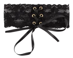 Cottelli ACCESSOIRES Cottelli DODATKI - Črna čipkasta ogrlica s satenastim trakom za vezanje