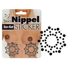 Cottelli ACCESSOIRES Cottelli dodatki - Nalepke za bradavice s črnimi okrasnimi kamni, 2 kosa