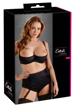 shumee Cottelli CURVES - Modrček z oporo in odprtimi prsmi, črn, 85E