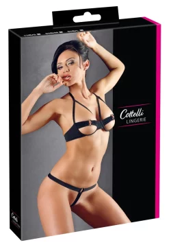 shumee Cottelli SPODNJE PERILO - Seksi odprt modrček + tangice črne barve 75B/S