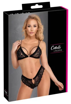 shumee Cottelli LINGERIE - Čipkast 2-delni komplet modrčka in hlačk L