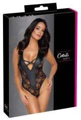 Cottelli PARTY Cottelli PARTY - Seksi mat bodi z nežnimi čipkastimi vložki črne barve L