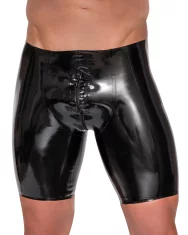 LateX LATE X - Črne lateks kratke hlače z zadrgo, velikost S