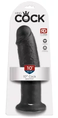 King Cock King Cock - Realističen ukrivljen dildo s priseskom 25 CM črne barve