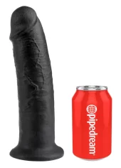 King Cock King Cock - Realističen ukrivljen dildo s priseskom 25 CM črne barve