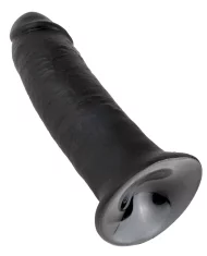 King Cock King Cock - Realističen ukrivljen dildo s priseskom 25 CM črne barve