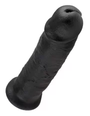 King Cock King Cock - Realističen ukrivljen dildo s priseskom 25 CM črne barve
