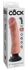 King Cock King Cock - Realističen naravni vibrator s priseskom 23 CM, svetle barve kože