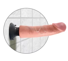 King Cock King Cock - Realističen naravni vibrator s priseskom 23 CM, svetle barve kože