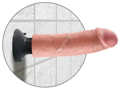 King Cock King Cock - Realističen vibrator kot živahen penis s priseskom 20 CM, svetle barve kože