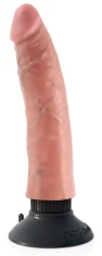 King Cock King Cock - Realističen vibrator kot živahen penis s priseskom 18 CM, svetle barve kože