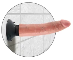 King Cock King Cock - Realističen vibrator kot živahen penis s priseskom 18 CM, svetle barve kože