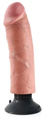 King Cock King Cock - Realističen vibrator kot živahen penis s priseskom 20 CM, svetle barve kože