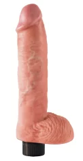 King Cock King Cock - Realističen vibrator z modi in priseskom 25 CM, svetle barve kože