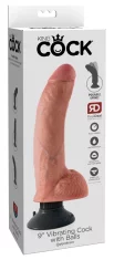 King Cock King Cock - Realističen vibrator z modi in priseskom 23 CM, svetle barve kože