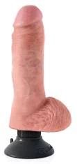 King Cock King Cock - Realističen vibrator z modi in priseskom 24 CM, svetle barve kože