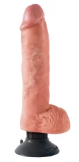 King Cock King Cock - Realističen vibrator z modi in priseskom 25 CM, svetle barve kože