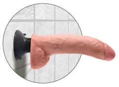 King Cock King Cock - Realističen vibrator z modi in priseskom 23 CM, svetle barve kože