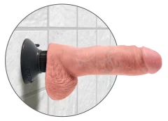 King Cock King Cock - Realističen vibrator z modi in priseskom 24 CM, svetle barve kože