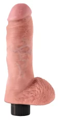 King Cock King Cock - Realističen vibrator z modi in priseskom 24 CM, svetle barve kože
