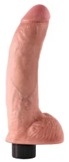 King Cock King Cock - Realističen vibrator z modi in priseskom 23 CM, svetle barve kože