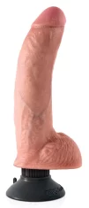 King Cock King Cock - Realističen vibrator z modi in priseskom 23 CM, svetle barve kože
