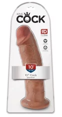 King Cock King Cock - Realističen ukrivljen dildo s priseskom 25 CM temne barve kože