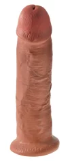 King Cock King Cock - Realističen ukrivljen dildo s priseskom 25 CM temne barve kože