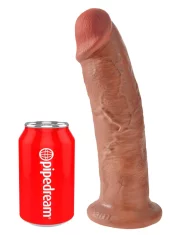 King Cock King Cock - Realističen ukrivljen dildo s priseskom 25 CM temne barve kože