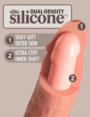 King Cock King Cock Elite - Realističen silikonski vibrator s priseskom 18 CM + daljinski upravljalnik temne barve kože