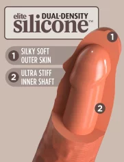 King Cock King Cock Elite - Realističen silikonski vibrator s priseskom 20 CM + daljinski upravljalnik temne barve kože