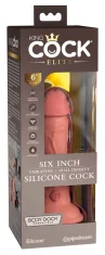 King Cock King Cock Elite - Realističen silikonski vibrator s priseskom 15 CM + daljinski upravljalnik, svetle barve kože