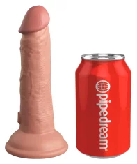 King Cock King Cock Elite - Realističen silikonski vibrator s priseskom 15 CM + daljinski upravljalnik, svetle barve kože