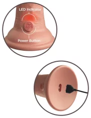 King Cock King Cock Elite - Realističen silikonski vibrator s priseskom 15 CM + daljinski upravljalnik, svetle barve kože