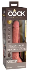 King Cock King Cock Elite - Realističen silikonski vibrator s priseskom 18 CM + daljinski upravljalnik temne barve kože