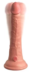 King Cock King Cock Elite - Realističen silikonski vibrator s priseskom 18 CM + daljinski upravljalnik temne barve kože
