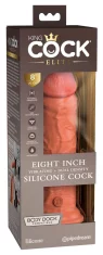King Cock King Cock Elite - Realističen silikonski vibrator s priseskom 20 CM + daljinski upravljalnik temne barve kože