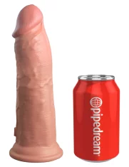 King Cock King Cock Elite - Realističen silikonski vibrator s priseskom 20 CM + daljinski upravljalnik, svetle barve kože